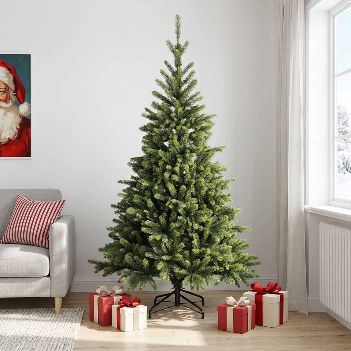 vidaXL Artificial Hinged Christmas Tree 240 cm PVC and Metal Green
