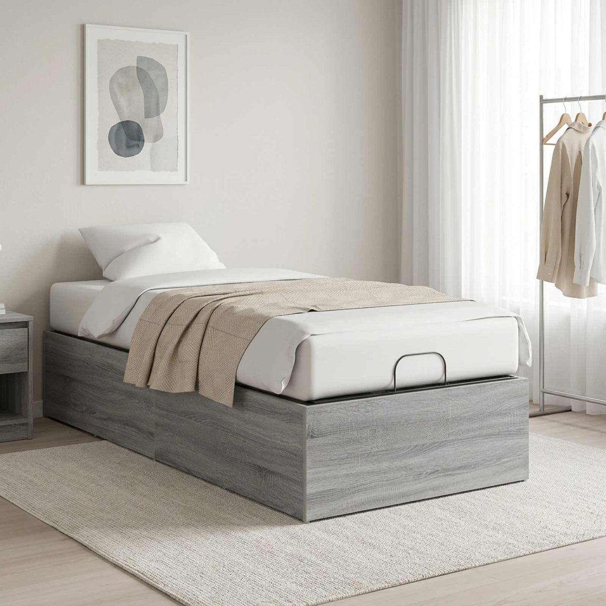vidaXL Bed Surround for Adjustable Bed Base Grey Sonoma 100 x 190 cm