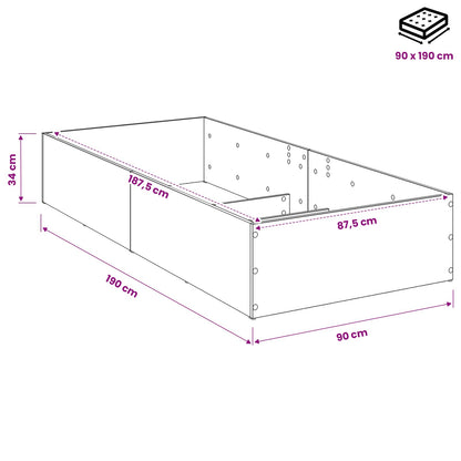 vidaXL Bed Surround for Adjustable Bed Base Concrete Grey 90 x 190 cm
