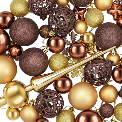 vidaXL Christmas Ball Set 111 pcs Brown and Gold 6 cm Polystyrene