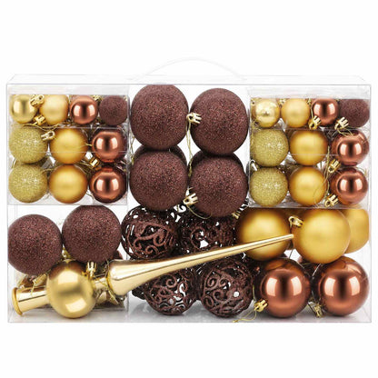 vidaXL Christmas Ball Set 111 pcs Brown and Gold 6 cm Polystyrene
