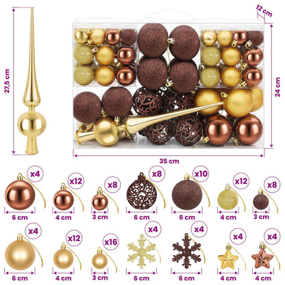 vidaXL Christmas Ball Set 111 pcs Brown and Gold 6 cm Polystyrene