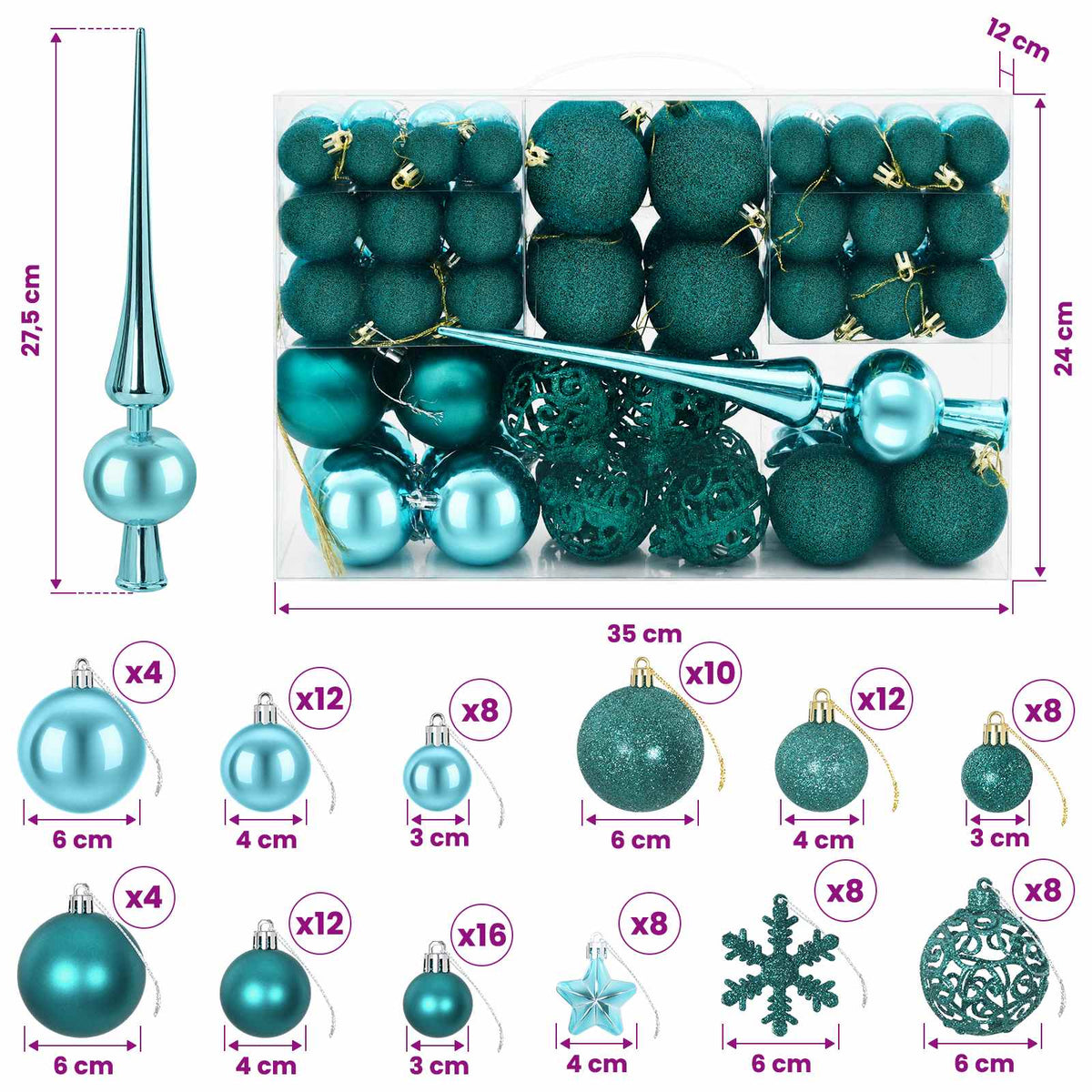 vidaXL Christmas Ball Set 111 pcs Green 6 cm Polystyrene