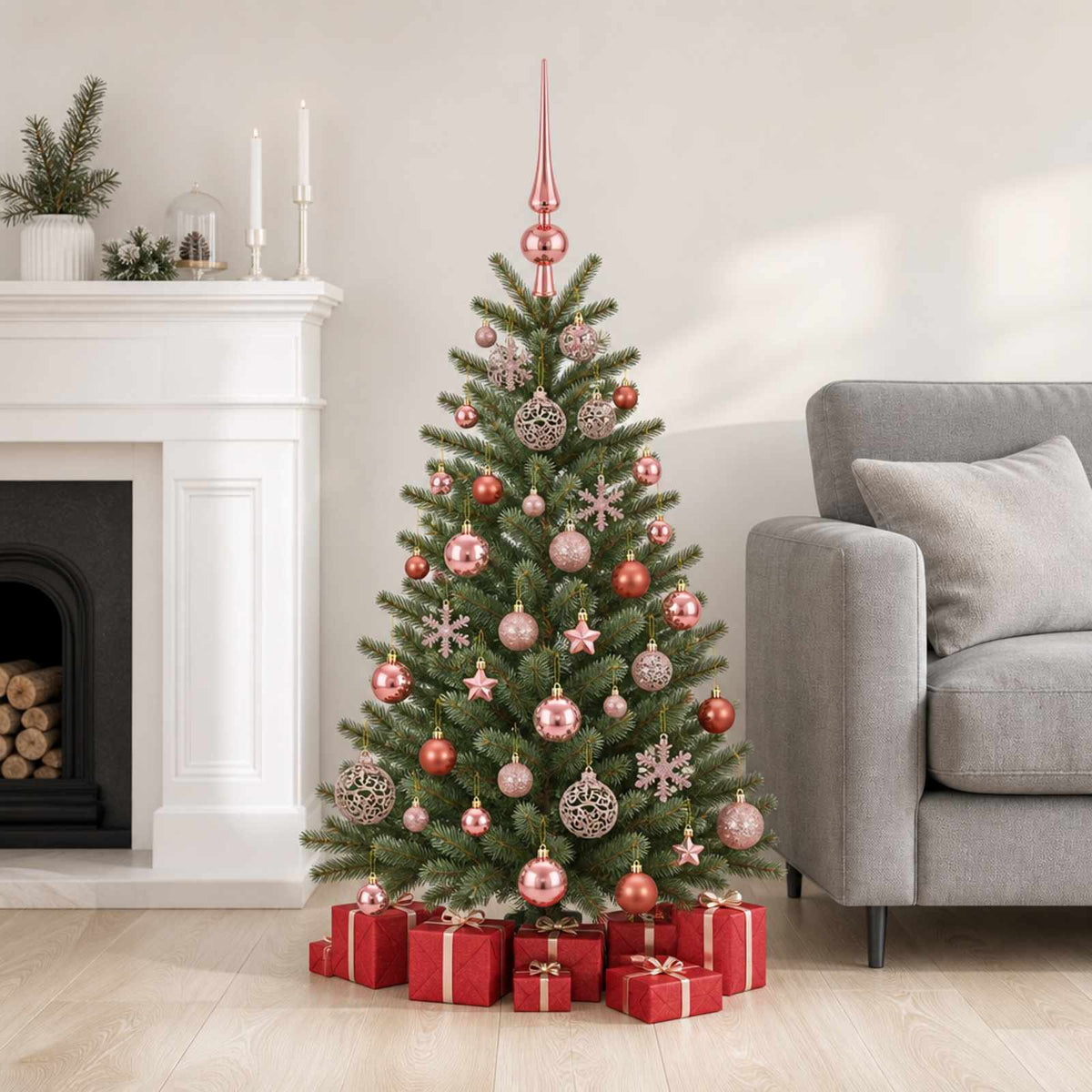 vidaXL Christmas Ball Set 111 pcs Rose Pink 6 cm Polystyrene