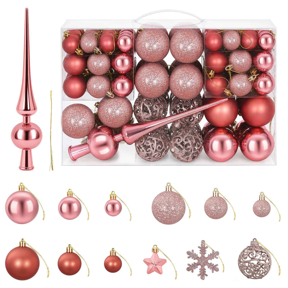vidaXL Christmas Ball Set 111 pcs Rose Pink 6 cm Polystyrene