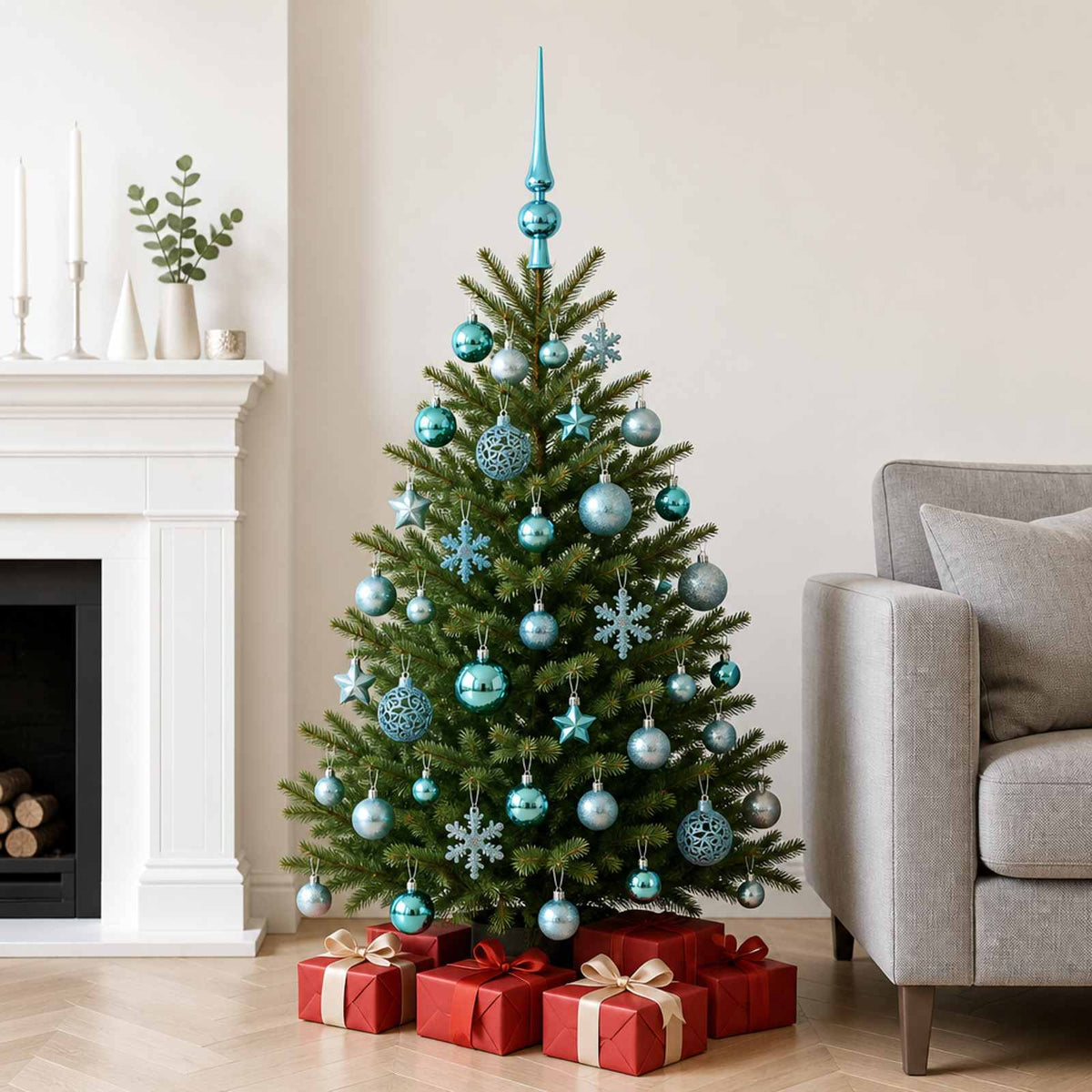 vidaXL Christmas Ball Set 111 pcs Turquoise Dia. 6 cm Polystyrene