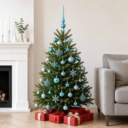 vidaXL Christmas Ball Set 111 pcs Turquoise Dia. 6 cm Polystyrene