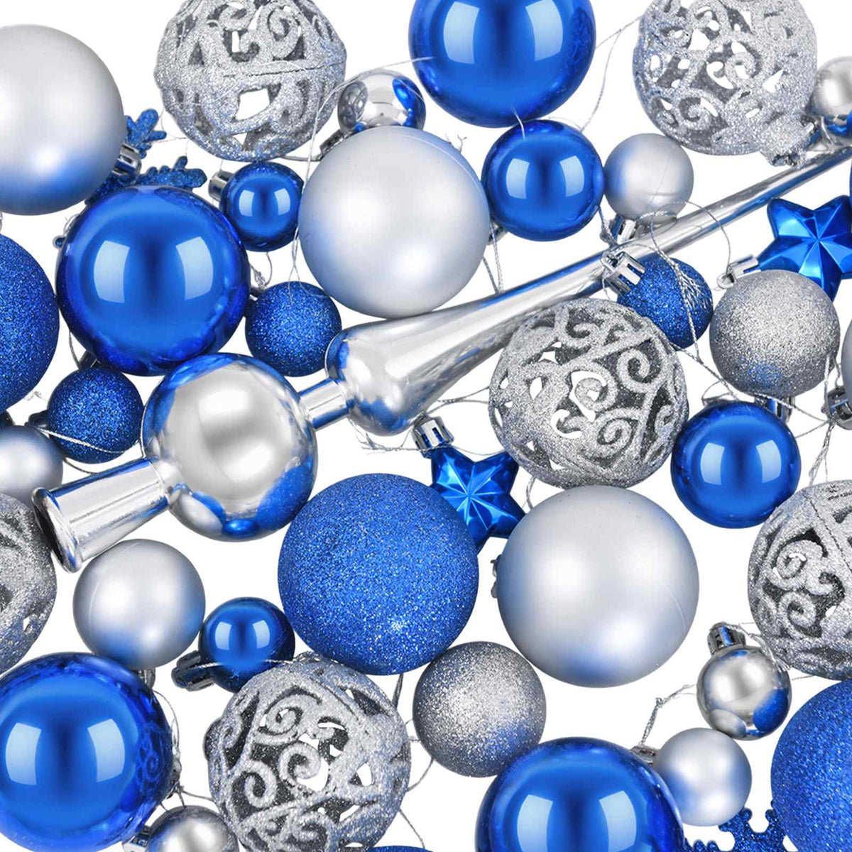 vidaXL Christmas Ball Set 111 pcs Blue and Silver 6 cm Polystyrene