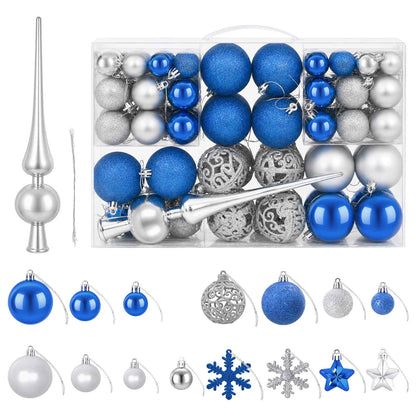 vidaXL Christmas Ball Set 111 pcs Blue and Silver 6 cm Polystyrene