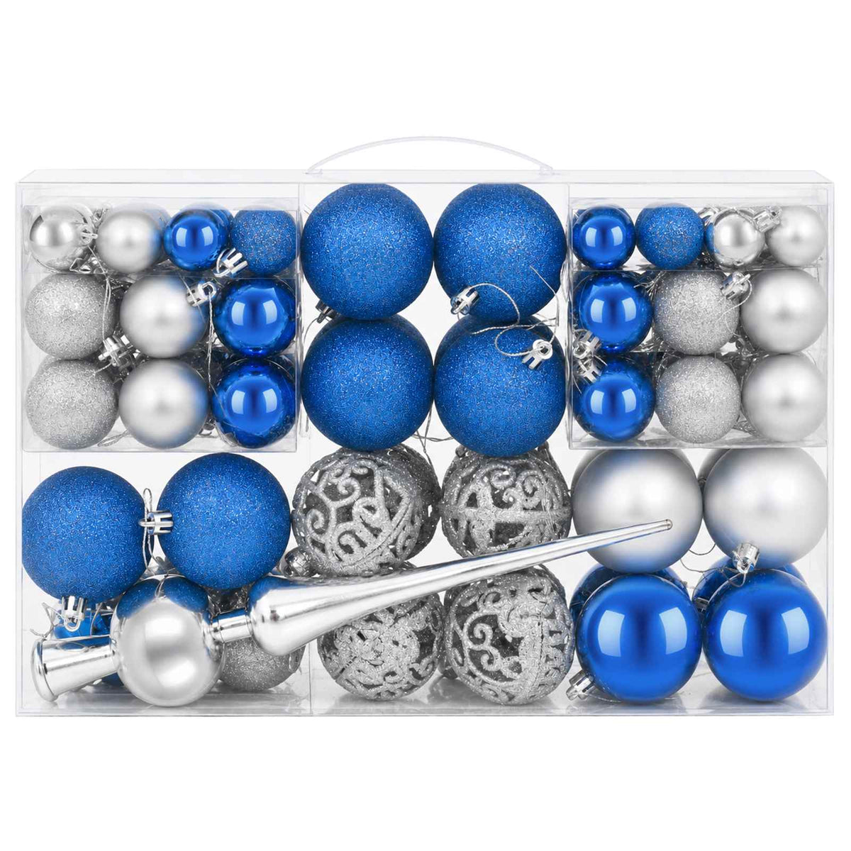 vidaXL Christmas Ball Set 111 pcs Blue and Silver 6 cm Polystyrene