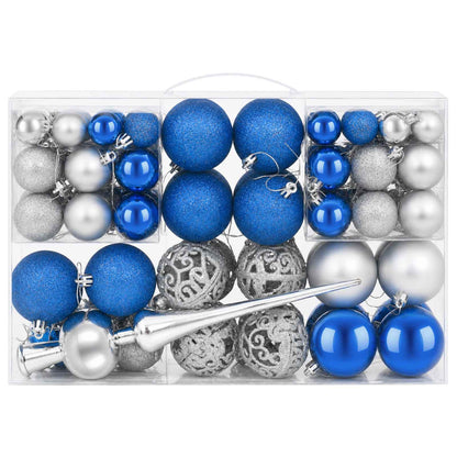 vidaXL Christmas Ball Set 111 pcs Blue and Silver 6 cm Polystyrene