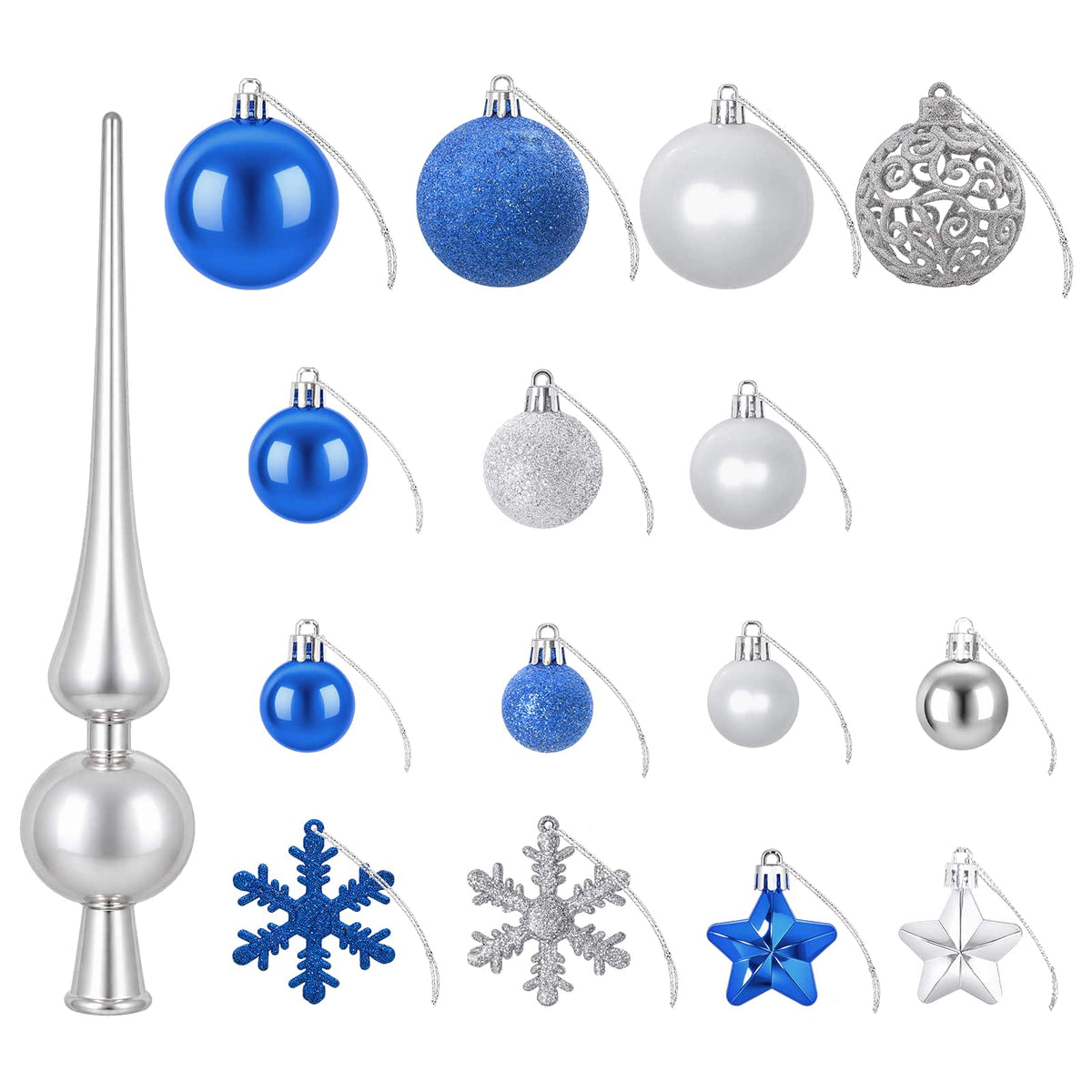 vidaXL Christmas Ball Set 111 pcs Blue and Silver 6 cm Polystyrene