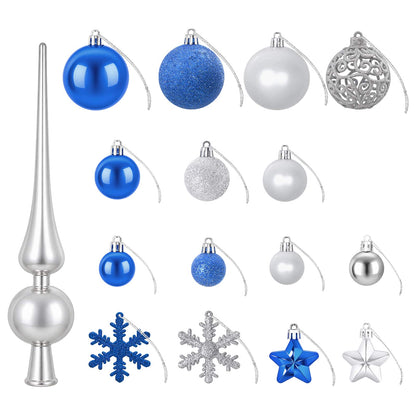 vidaXL Christmas Ball Set 111 pcs Blue and Silver 6 cm Polystyrene