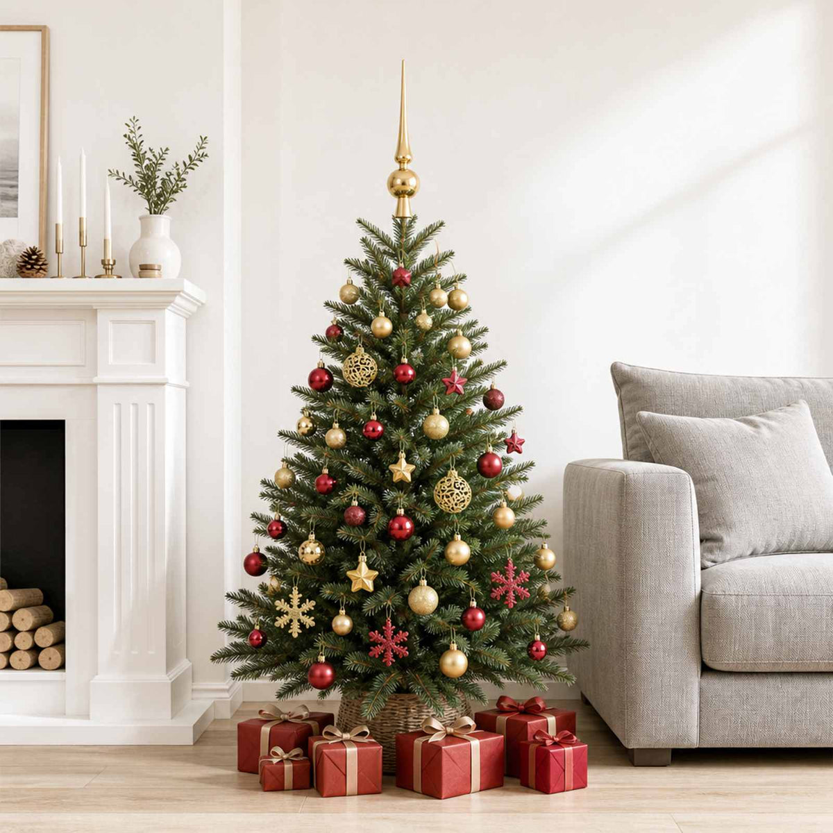 vidaXL Christmas Ball Set 111 pcs Gold and Wine Red 6 cm Polystyrene