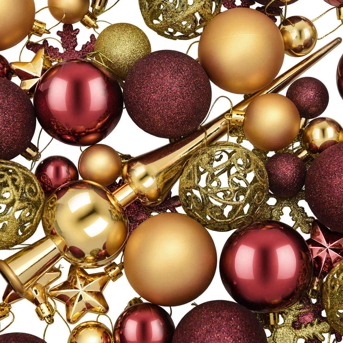 vidaXL Christmas Ball Set 111 pcs Gold and Wine Red 6 cm Polystyrene