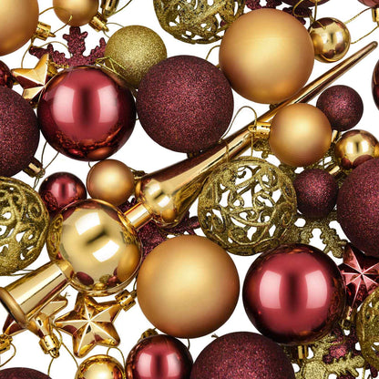 vidaXL Christmas Ball Set 111 pcs Gold and Wine Red 6 cm Polystyrene