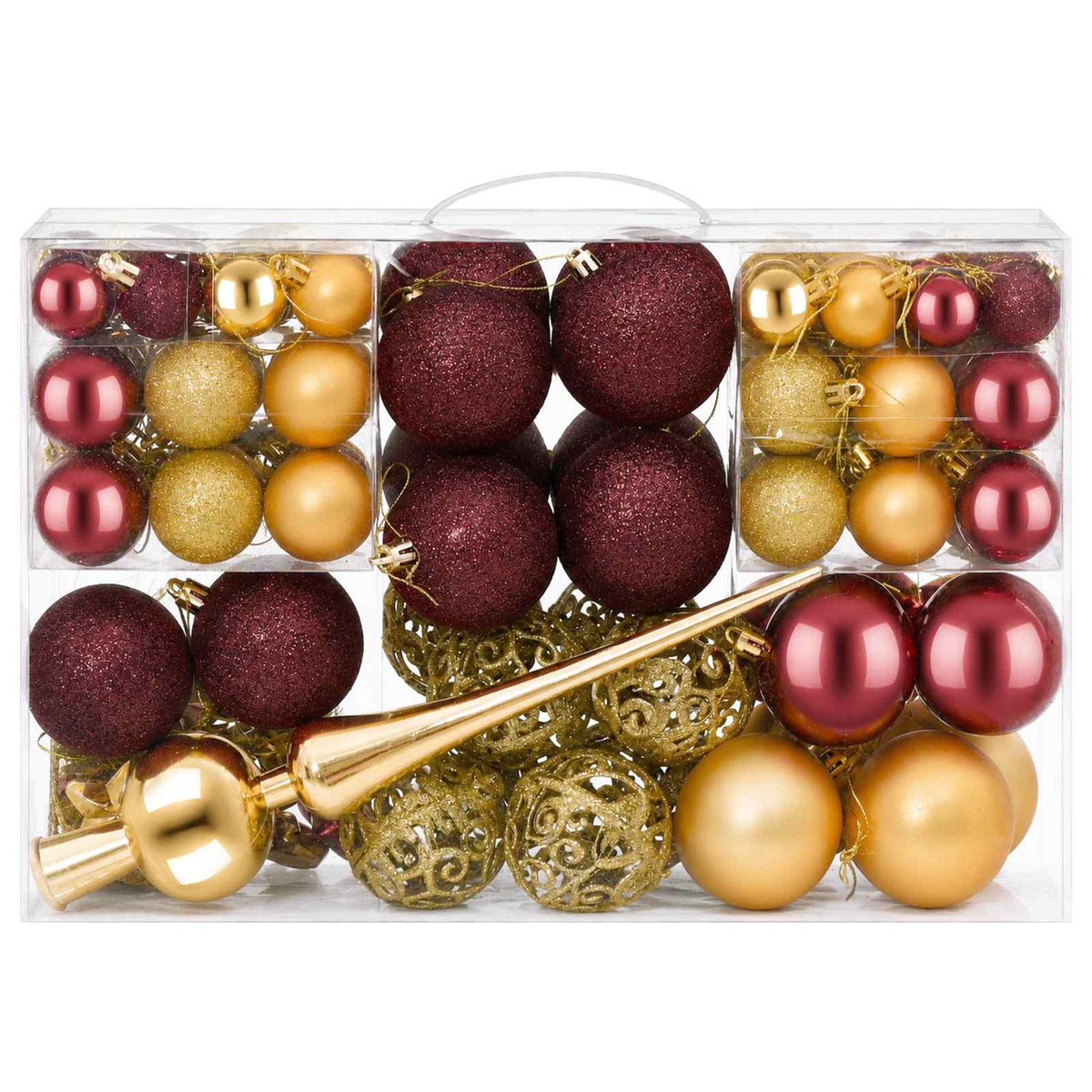 vidaXL Christmas Ball Set 111 pcs Gold and Wine Red 6 cm Polystyrene