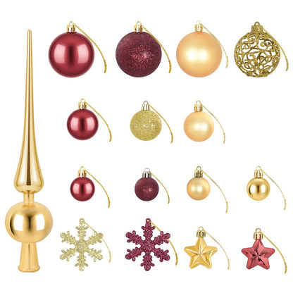 vidaXL Christmas Ball Set 111 pcs Gold and Wine Red 6 cm Polystyrene