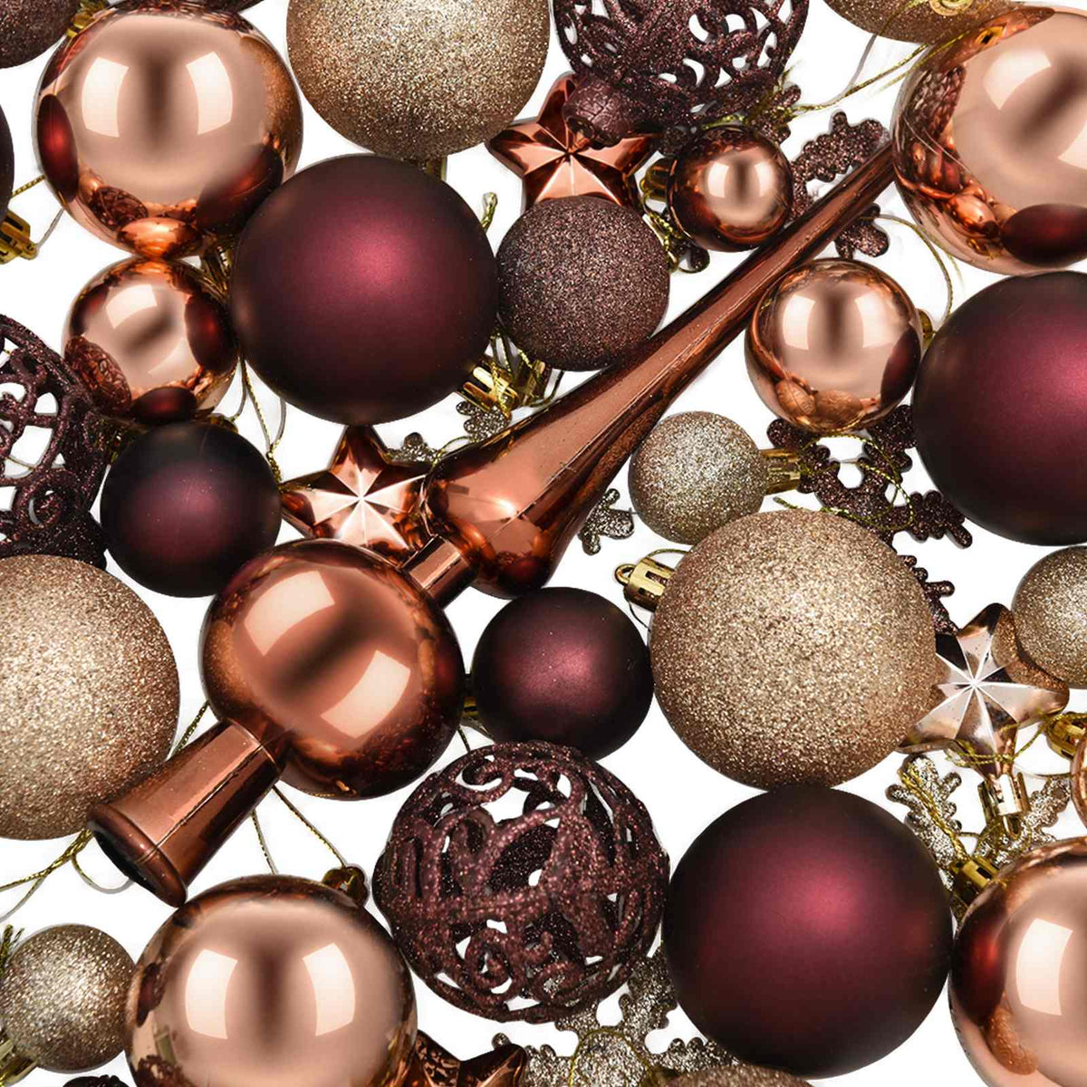 vidaXL Christmas Ball Set 111 pcs Champagne and Brown 6 cm Polystyrene