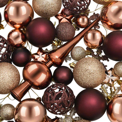vidaXL Christmas Ball Set 111 pcs Champagne and Brown 6 cm Polystyrene