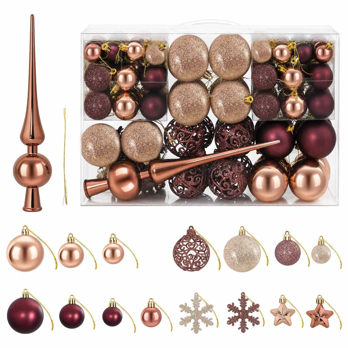 vidaXL Christmas Ball Set 111 pcs Champagne and Brown 6 cm Polystyrene