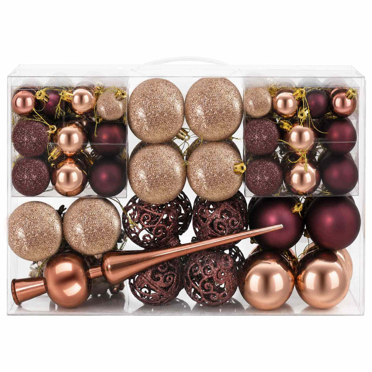 vidaXL Christmas Ball Set 111 pcs Champagne and Brown 6 cm Polystyrene