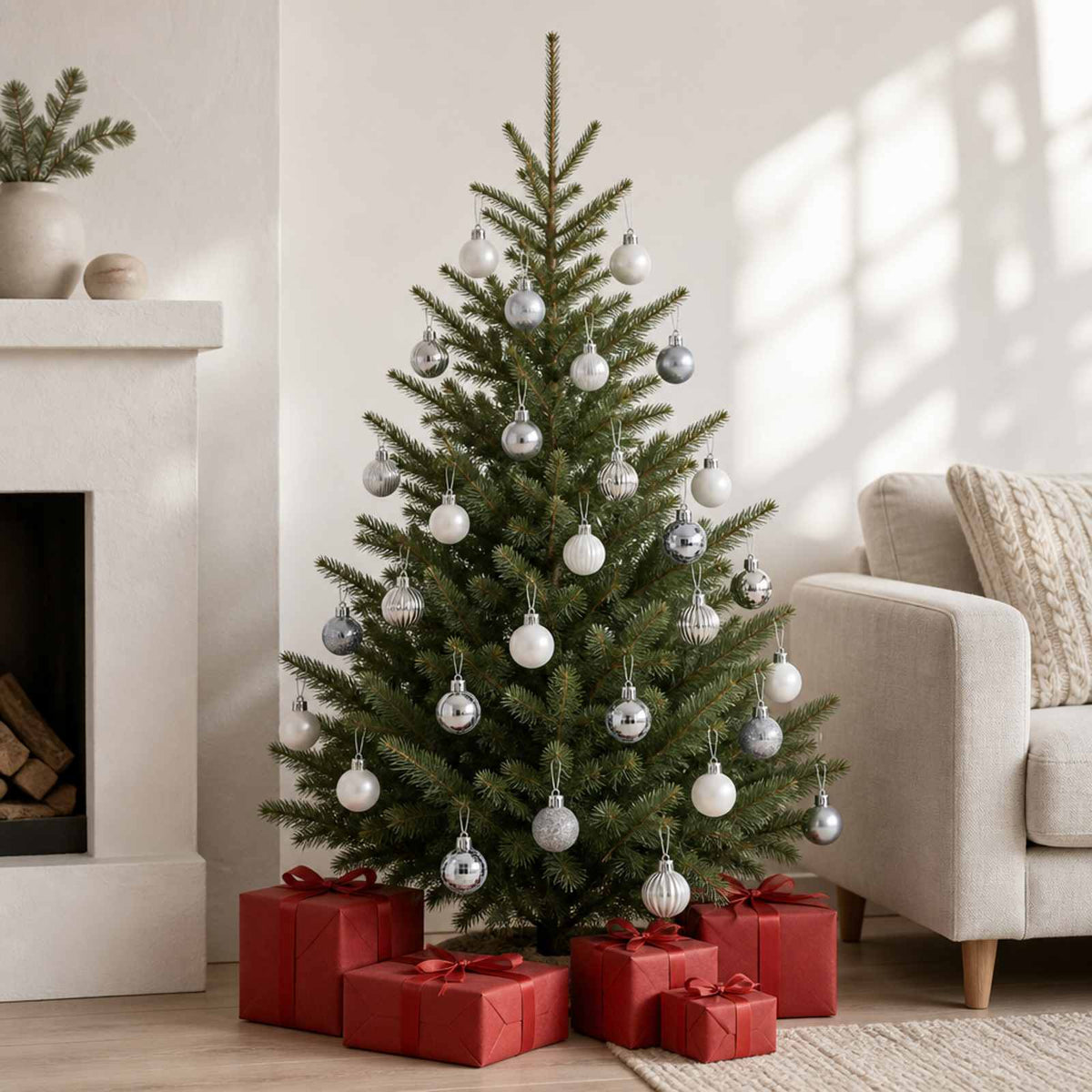 vidaXL Christmas Ball Set 150 pcs White and Grey 3 cm Polystyrene