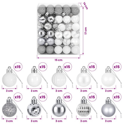 vidaXL Christmas Ball Set 150 pcs White and Grey 3 cm Polystyrene