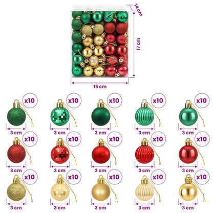 vidaXL Christmas Ball Set 150 pcs Red, Gold and Green 3 cm Polystyrene