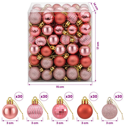 vidaXL Christmas Ball Set 150 pcs Pink and Rose 3 cm Polystyrene