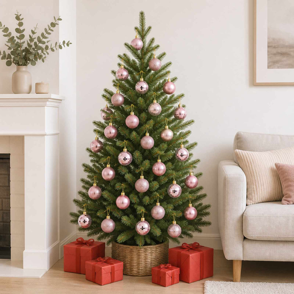 vidaXL Christmas Ball Set 100 pcs Pink 4 cm Polystyrene