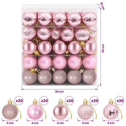 vidaXL Christmas Ball Set 100 pcs Pink 4 cm Polystyrene