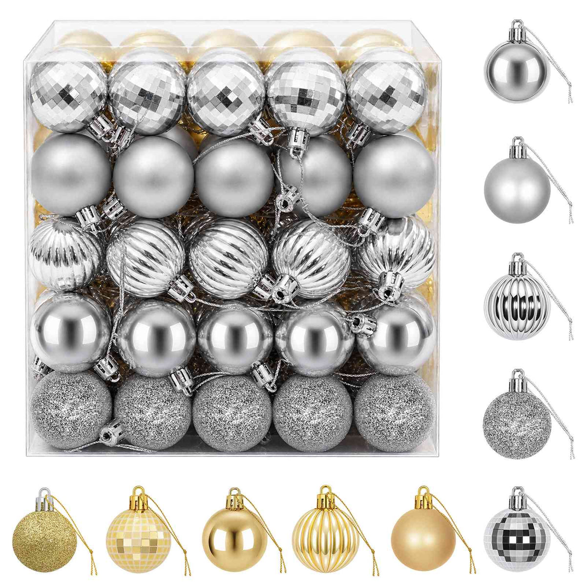 vidaXL Christmas Ball Set 100 pcs Silver and Gold 4 cm Polystyrene