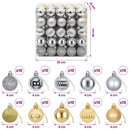 vidaXL Christmas Ball Set 100 pcs Silver and Gold 4 cm Polystyrene