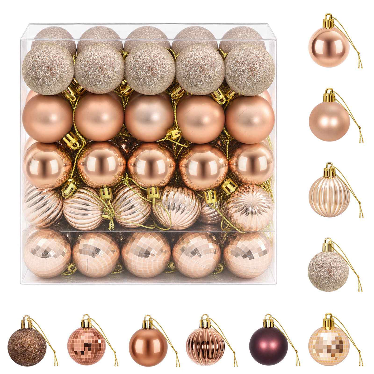 vidaXL Christmas Ball Set 100 pcs Champagne and Brown 4 cm Polystyrene