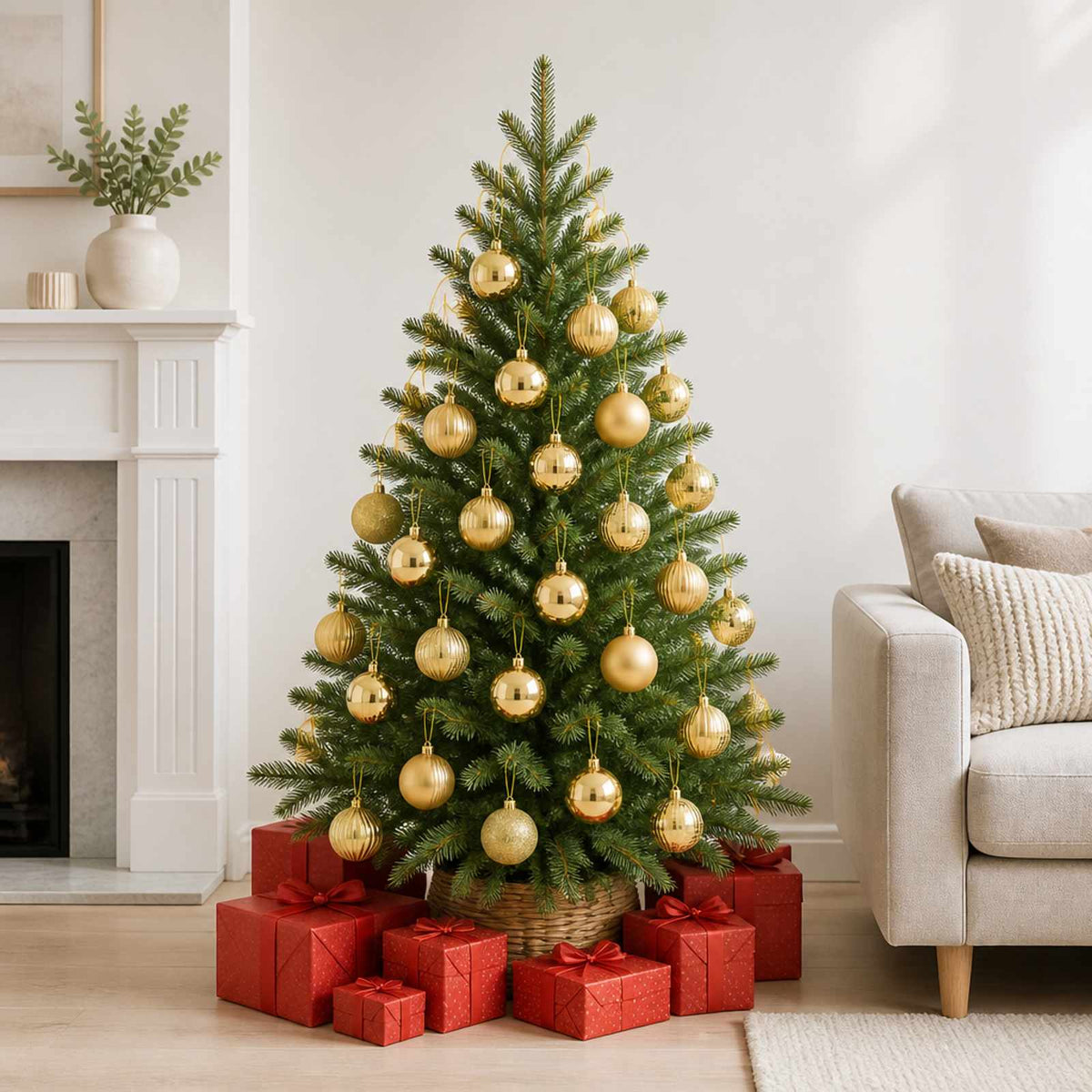 vidaXL Christmas Ball Set 75 pcs Gold 6 cm Polystyrene