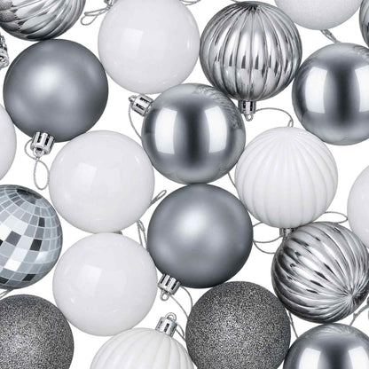 vidaXL Christmas Ball Set 75 pcs White and Grey 6 cm Polystyrene
