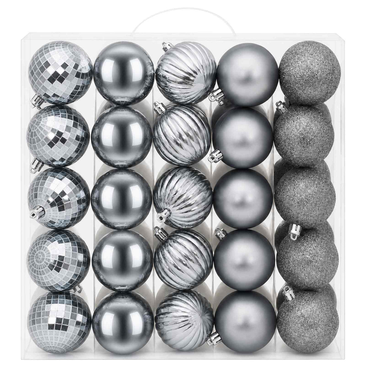 vidaXL Christmas Ball Set 75 pcs White and Grey 6 cm Polystyrene