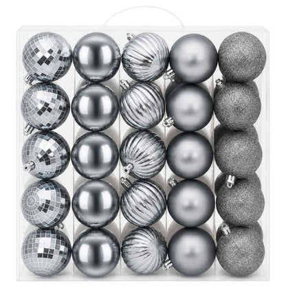 vidaXL Christmas Ball Set 75 pcs White and Grey 6 cm Polystyrene