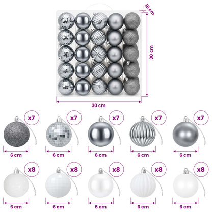 vidaXL Christmas Ball Set 75 pcs White and Grey 6 cm Polystyrene