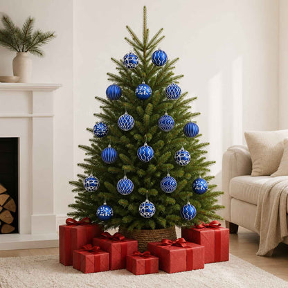 vidaXL Christmas Ball Set XL 18 pcs Blue and White 8 cm Polystyrene