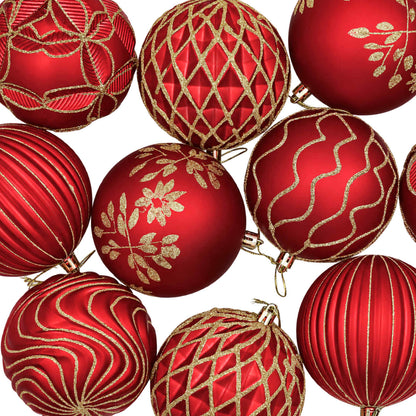 vidaXL Christmas Ball Set XL 12 pcs Red and Gold 10 cm Polystyrene