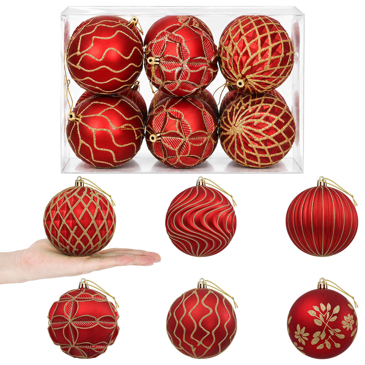 vidaXL Christmas Ball Set XL 12 pcs Red and Gold 10 cm Polystyrene
