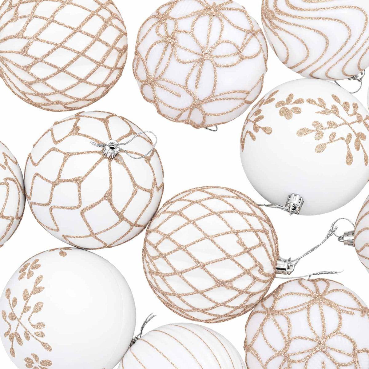 vidaXL Christmas Ball Set XL 12 pcs White and Rose Gold 10 cm