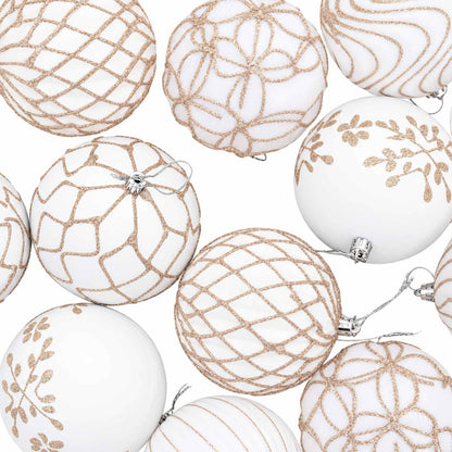 vidaXL Christmas Ball Set XL 12 pcs White and Rose Gold 10 cm