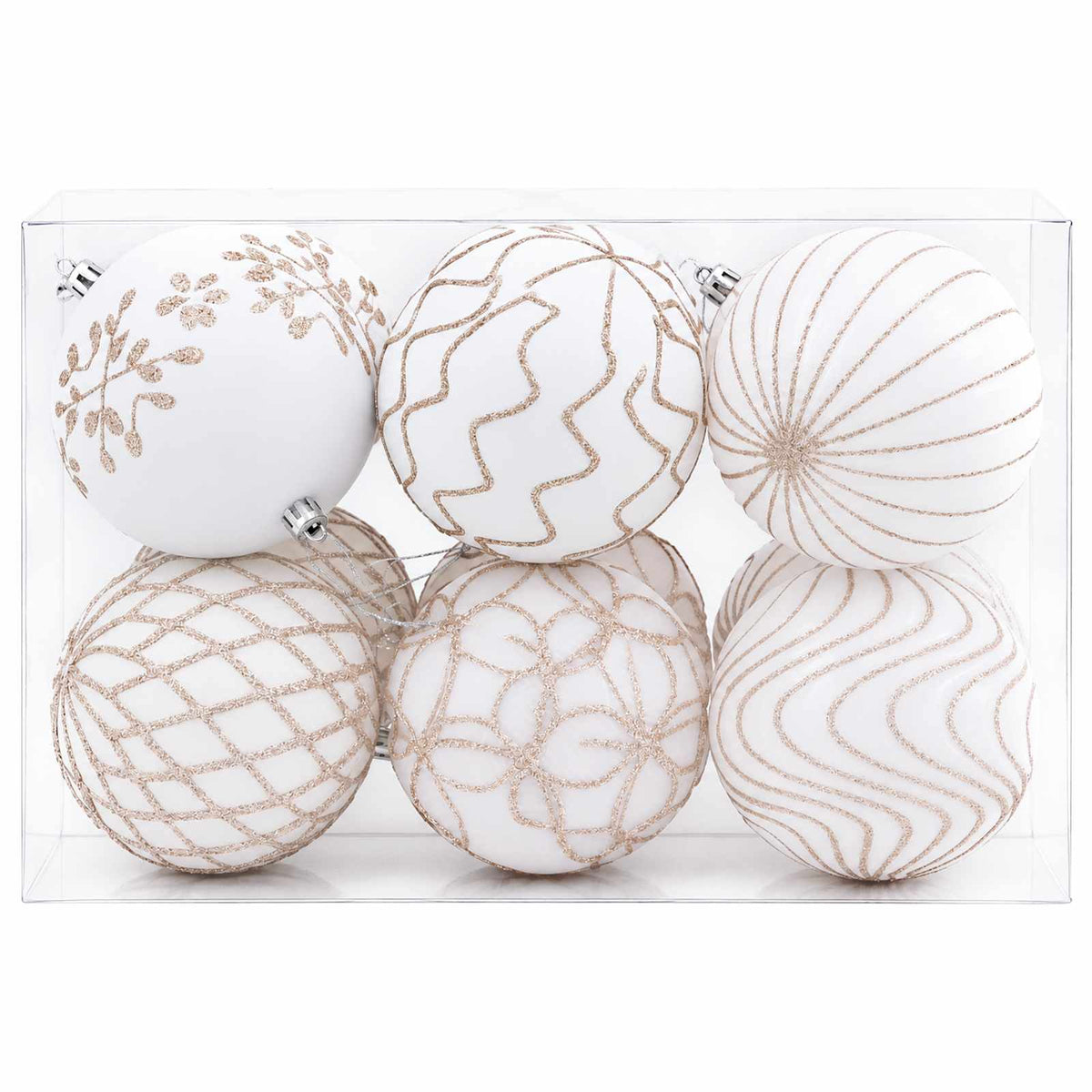 vidaXL Christmas Ball Set XL 12 pcs White and Rose Gold 10 cm