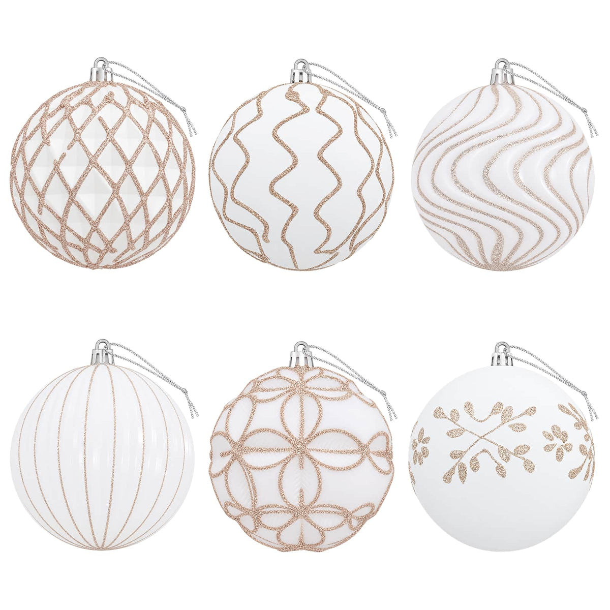 vidaXL Christmas Ball Set XL 12 pcs White and Rose Gold 10 cm
