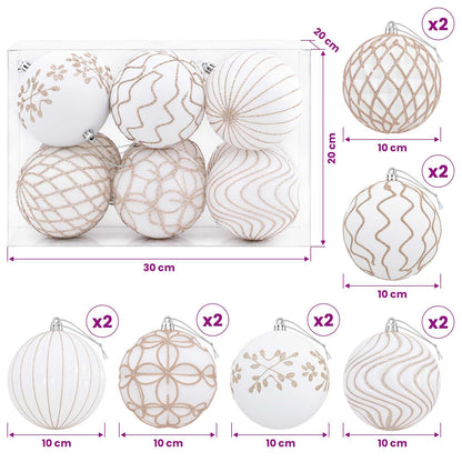 vidaXL Christmas Ball Set XL 12 pcs White and Rose Gold 10 cm