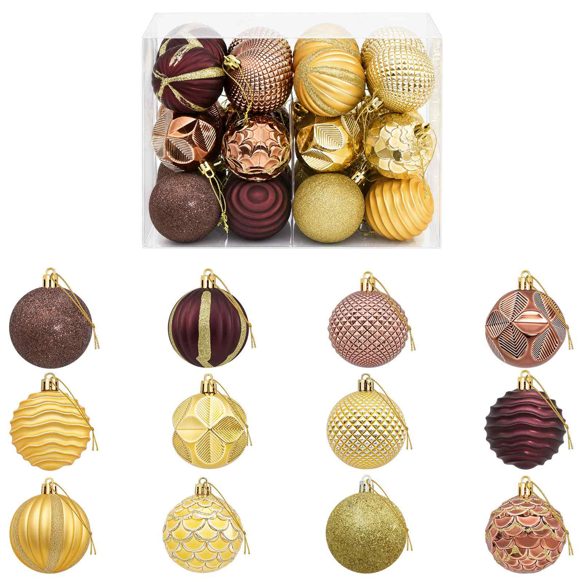 vidaXL Christmas Ball Set 36 pcs Brown and Gold 6 cm Polystyrene