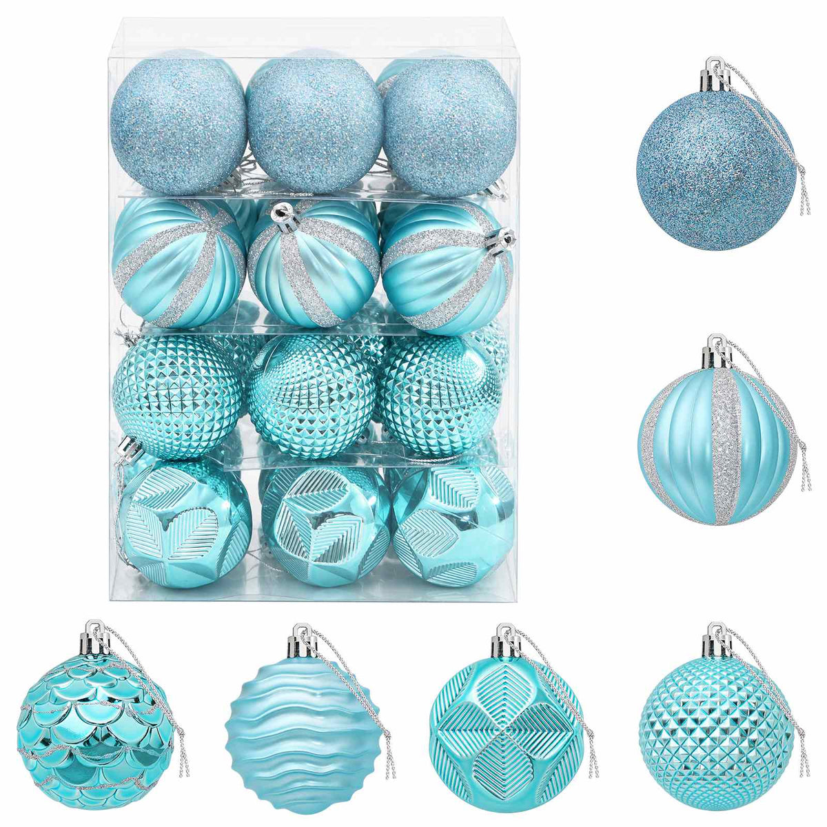 vidaXL Christmas Ball Set 36 pcs Turquoise 6 cm Polystyrene